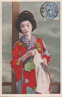 1928-1939. JAPAN. CARTE POSTALE Motive: Japaneese Lady. Franking Tazawa-issue 1½ Sn  Cancelle... (Michel 112) - JF435941 - Brieven En Documenten