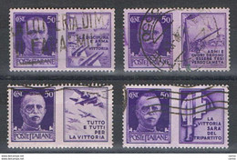 REGNO:  1942  PROPAGANDA  DI  GUERRA  -  SERIE  4  VAL.  50 C.  VIOLETTO  US. -  SASS. 9/12 - War Propaganda