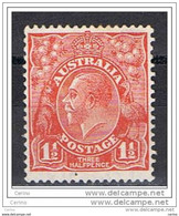 AUSTRALIA:  1926/28  GEORGE  V° -  1 1/2 P. UNUSED  NO  GLUE  -  P. 14  -  YV/TELL. 52 - Oblitérés