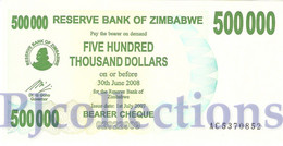 ZIMBABWE 500.000 DOLLARS 2007 PICK 51 AUNC - Zimbabwe
