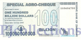 ZIMBABWE 100 BILLION DOLLARS 2008 PICK 64 UNC PREFIX "AA" - Zimbabwe