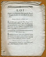 LOI  (1791) : " FABRICATION D'UNE NOUVELLE MONNAIE D'ARGENT : 30 Sous Et 15 Sous " - Other & Unclassified