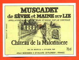 Etiquette Neuve De Vin Muscadet De Sevre Et Maine Sur Lie Chateau De La Malon Caves à Saint Hilaire Saint Florent - 75cl - Vin De Pays D'Oc