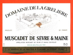 Etiquette Neuve De Vin Muscadet De Sevre Et Maine Domaine De La Grelière Caves à Saint Hilaire Saint Florent - 75cl - Vino Bianco