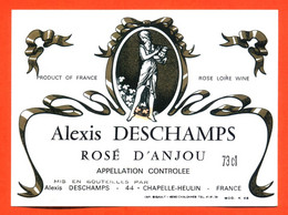 Etiquette Neuve De Vin Rosé D'anjou Alexis Deschamps à Chapelle Heulin - 73cl - Roséwijn
