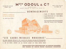 Paris 19ème * Maison ODOUL & Cie Déménagements 16 Rue De L'atlas * Doc Publicitaire Ancien Illustré * Commerce - Distretto: 19