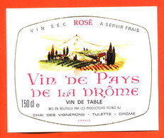 Etiquette Neuve De Vin De Pays De La Drome Caves à Tulette - 150cl - Vino Rosato