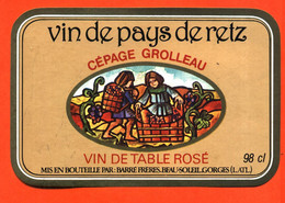 Etiquette Neuve De Vin Rosé De Pays De Retz Barré Frères Beau Soleil  Gorges - 98cl - Pink Wines