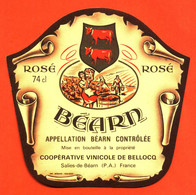 Etiquette Neuve De Vin Rosé Béarn Coopératve Bellocq à Salies De Béarn - 74cl - Pink Wines