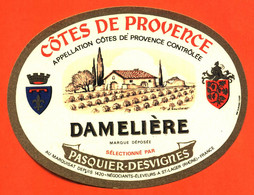 Etiquette Neuve De Vin Rosé Cotes De Provence Damelière Pasquier Desvignes à Saint Lager - 73cl - Pink Wines