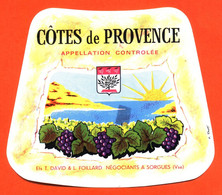 Etiquette Neuve De Vin Rosé Cotes De Provence T David Et L Foillard à Sorgues - 73cl - Roséwijn