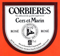 Etiquette Neuve De Vin Rosé Corbières Cers Et Marin à Tuchan - 73cl - Pink Wines