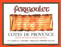 Etiquette Neuve De Vin Rosé Cotes De Provence Férigoulet Ets T David Et L Foillard à Sorgues - 75cl - Rosé (Schillerwein)