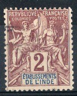 INDE Timbre-poste N°2 Oblitéré TB Cote 2€00 - Usati