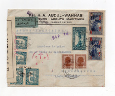 !!! GRAND LIBAN, LETTRE PAR AVION DE TRIPOLI POUR CARCASSONNE DU 28/5/1945 AVEC CENSURES - Lettres & Documents