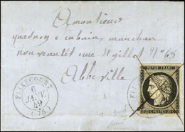 Plume + Càd T 15 FLIXECOURT (76) 6 JANV. 49 / N° 3 Belles Marges Sur Lettre Avec Texte Pour Abbeville. - SUP. - R. - 1849-1850 Ceres