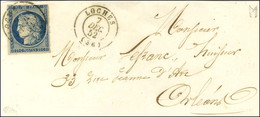 Càd T 15 LOCHES (36) / N° 4 Bleu Foncé Sur Devant De Lettre Pour Orléans. 1852. - TB. - R. - 1849-1850 Ceres