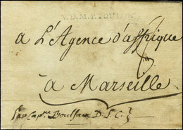 Lettre Purifiée Sans Texte Datée D'Alger Le 23 Messidor An 2 Pour Marseille, Au Recto Rare Marque D'entrée V.D.M.P.TOULO - Maritime Post