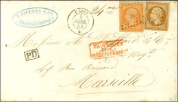 Ancre / N° 13 + N° 16 Càd CAIRE / * 5 FEVR. 62 Sur Lettre De Constantinople Pour Marseille. Rare Sur Lettre Affranchie.  - Maritime Post