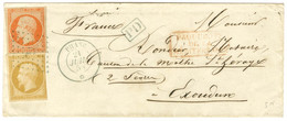 Ancre Bleue / N° 13 (filet Effleuré) + N° 16 Càd Bleu PHASE / * Sur Lettre Pour Exoudun. 1858. - TB / SUP. - Maritime Post