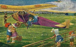 No6 Sèrie Aviació, Plane And Catalan Children 1920s Lovely Unused Postcard. Publ Ediciones Catalanes LOCFON Barcelona - Gibraltar