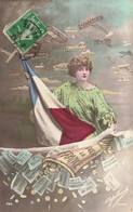 WW1 Guerre 14/18 War * Série De 3 Cartes Photos * POUR LA FRANCE ! * Femme Monnaie Argent Avions Aviation Militaire - Oorlog 1914-18