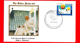 POLONIA - 1991 - Busta Golden Series 23 K- Visita Di Giovanni Paolo II A Wadowice - Annullo 14-8-1991 - Lettres & Documents