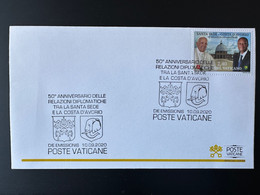 Vatican Côte D'Ivoire Ivory Coast 2020 Joint FDC Issue 1er Jour Emission Commune 50 Ans Relations Pape Pope President - Côte D'Ivoire (1960-...)