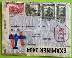 Congo Belge BANNINGVILLE1943 Censure X3 Lettre>Lausanne Suisse(WW2 GB Censored Cover OKW Zensur X Paris France Brief - Covers & Documents