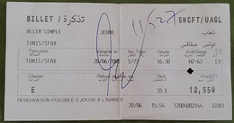 Ticket Train SNCFT Tunis - Sfax (2006) Tunisie - Wereld