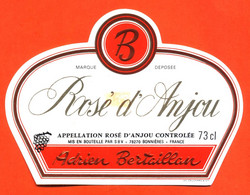 Etiquette Neuve De Vin Rosé D'anjou Adrien Bertaillon à Bonnières - 73 Cl - Vino Rosato