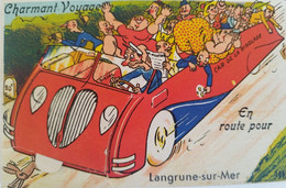 Fantaisies - A Systèmes - Charmant Voyage - En Route Pour Langrune Sur Mer - Car De La Rigolade - Carte Postale Ancienne - Met Mechanische Systemen