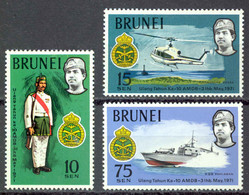 Brunei Sc# 162-164 MH 1971 Royal Brunei Malay Regiment 10th - Brunei (...-1984)