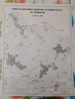 Carte De L'institut National De La Statistique Zones De Peuplement Industriel Ou Urbain De Bourgogne 1968 - Cartes Topographiques