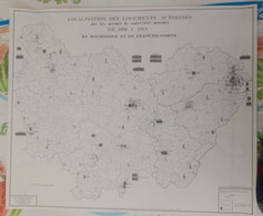 Carte De L'institut National De La Statistique Localisation Des Logements Autorises  Bourgogne & Franche Comte  1960 64 - Cartes Topographiques