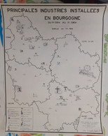 Carte De L'institut National De La Statistique Principales Industries Installées En  Bourgogne De 1954 A 1964 - Cartes Topographiques