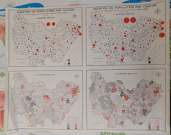 Carte De L'institut National De La Statistique Variation Population Canton En Bourgogne & Franche Comté  De 1946 A 1962 - Cartes Topographiques