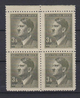 Böhmen + Mähren 102 4er Block Mit Oberrand Adolf Hitler 3 K Postfrisch - Autres & Non Classés