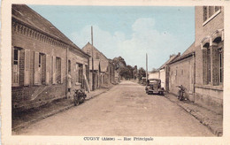 FRANCE - 02 - CUGNY - Rue Principale - Vieille Moto Et Voiture - Ciel Bleu - DELAPLACE - Carte Postale Ancienne - Autres & Non Classés