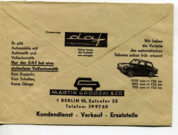 AUTOMOBILE DAF - Enveloppe Publicitaire Des Chèques Postaux Allemands - Auto's