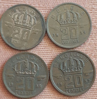 BELGIUM :  SET4 X 20 CENTIMES 1953/54/57/59 KM 146 MOOIE KWALITEIT ! - 20 Centimes