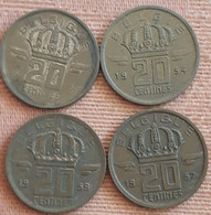BELGIUM :  SET4 X 20 CENTIMES 1953/54/57/59 KM 146 MOOIE KWALITEIT ! - 20 Cents