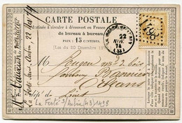 !!! CARTE PRECURSEUR TYPE CERES CACHET DE LA FERTE ST AUBIN (LOIRET) 1874 - Tarjetas Precursoras