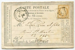 !!! CARTE PRECURSEUR TYPE CERES CACHET DE BELLEGARDE DU LOIRET (LOIRET) 1874 - Tarjetas Precursoras