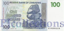 ZIMBABWE 100 DOLLARS 2007 PICK 69 UNC PREFIX "AA" - Zimbabwe