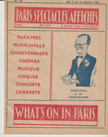 PARIS SPECTACLES AFFICHES - N° 63 - JANVIER 1946 - THEATRES - MUSIC HALLS - CHANSONNIERS - CINEMAS - MUSIQUE - CIRQUES - - Programmes
