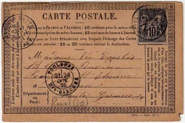 !!! CARTE PRECURSEUR TYPE SAGE CACHET DE REVEL  (HAUTE GARONNE) 1878 - EN L'ETAT - Cartes Précurseurs