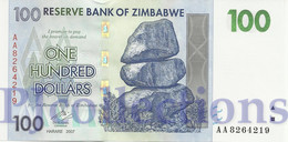 LOT ZIMBABWE 100 DOLLARS 2007 PICK 69 UNC PREFIX "AA" X 5 PCS - Zimbabwe