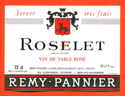 Etiquette Ancienne Neuve De Vin De Table Rosé Roselet Ets Lerousseau Euvrard à Arc En Barrois - 73 Cl - Vino Rosado