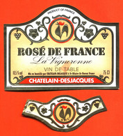 Etiquette + Collerette Neuve De Vin Rosé De France La Vigneronne Chatelain à Saint Hilaire Saint Florent - 75 Cl - Rosés